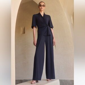 The Fold Sutri Wide Leg Jumpsuit Navy Blue Sz US 2